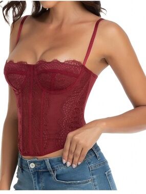 Burgundy Lace Corset Top
